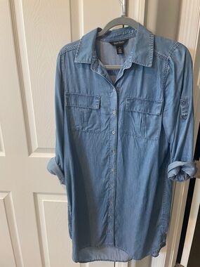 White House Black Market Light Blue Chambray Shirt Dress